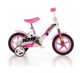 Bicicleta 108 FL roz cu maner pentru parinti - Dino Bikes