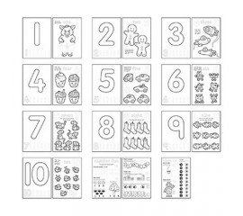 Carte de colorat in limba engleza si abtibilduri Invata numerele